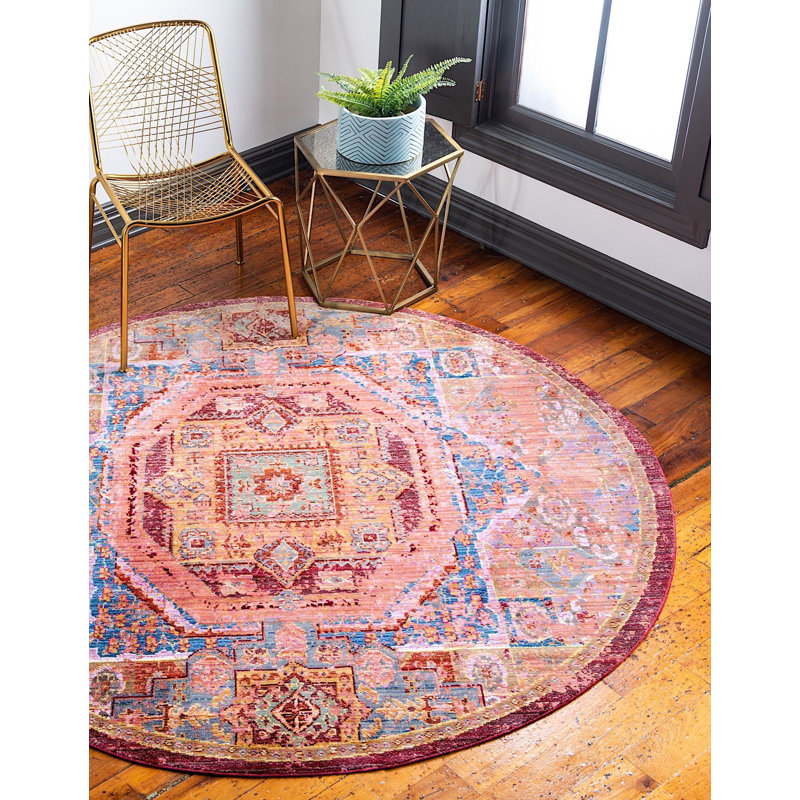 Donminique Geometric Indoor Rug, Round 6'