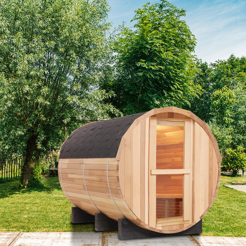 Anyi 4-Person Patchwork Red Cedar Traditional Steam sauna