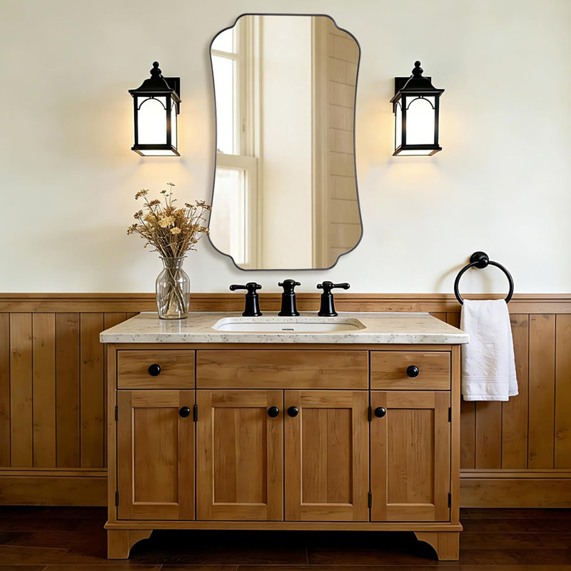 Miroir de salle de bain Contemporary, Noir mat, 48" x 30"