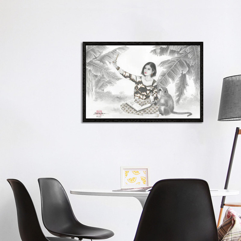 Monkey BFF - Painting on Canvas, Black Framed, 101.6 cm H x 66.04 cm W