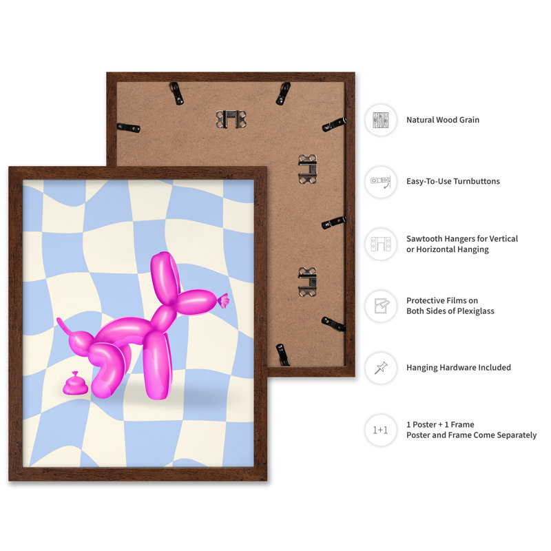 Pooping Balloon Dog No6, Poster, 24"H x 32"W, Brown Framed