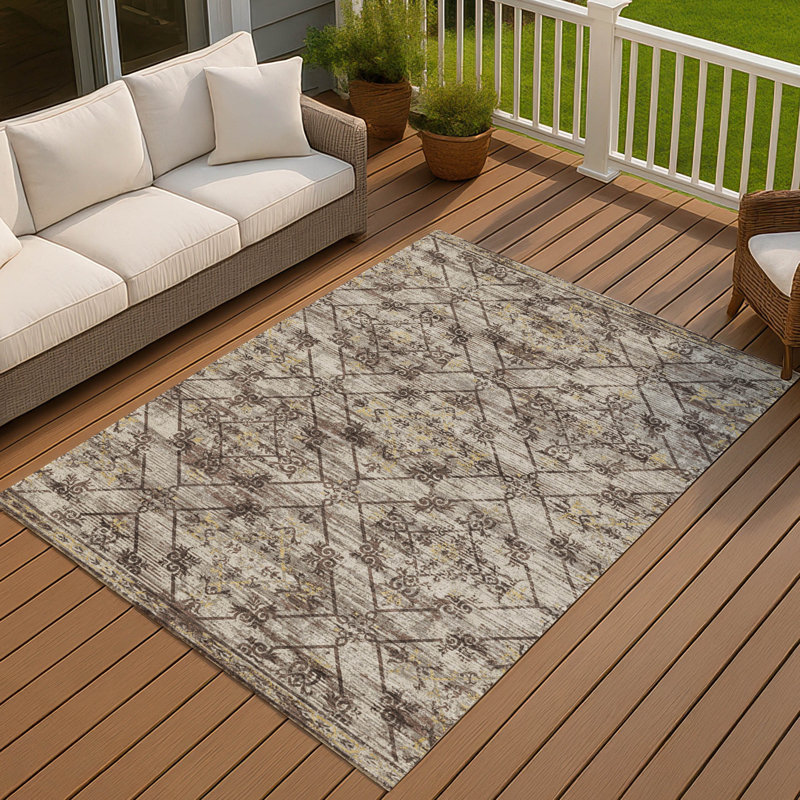 Tapis intérieur / extérieur lavable à la machine Chantille ACN2665, Taupe, 8 pi x 10 pi