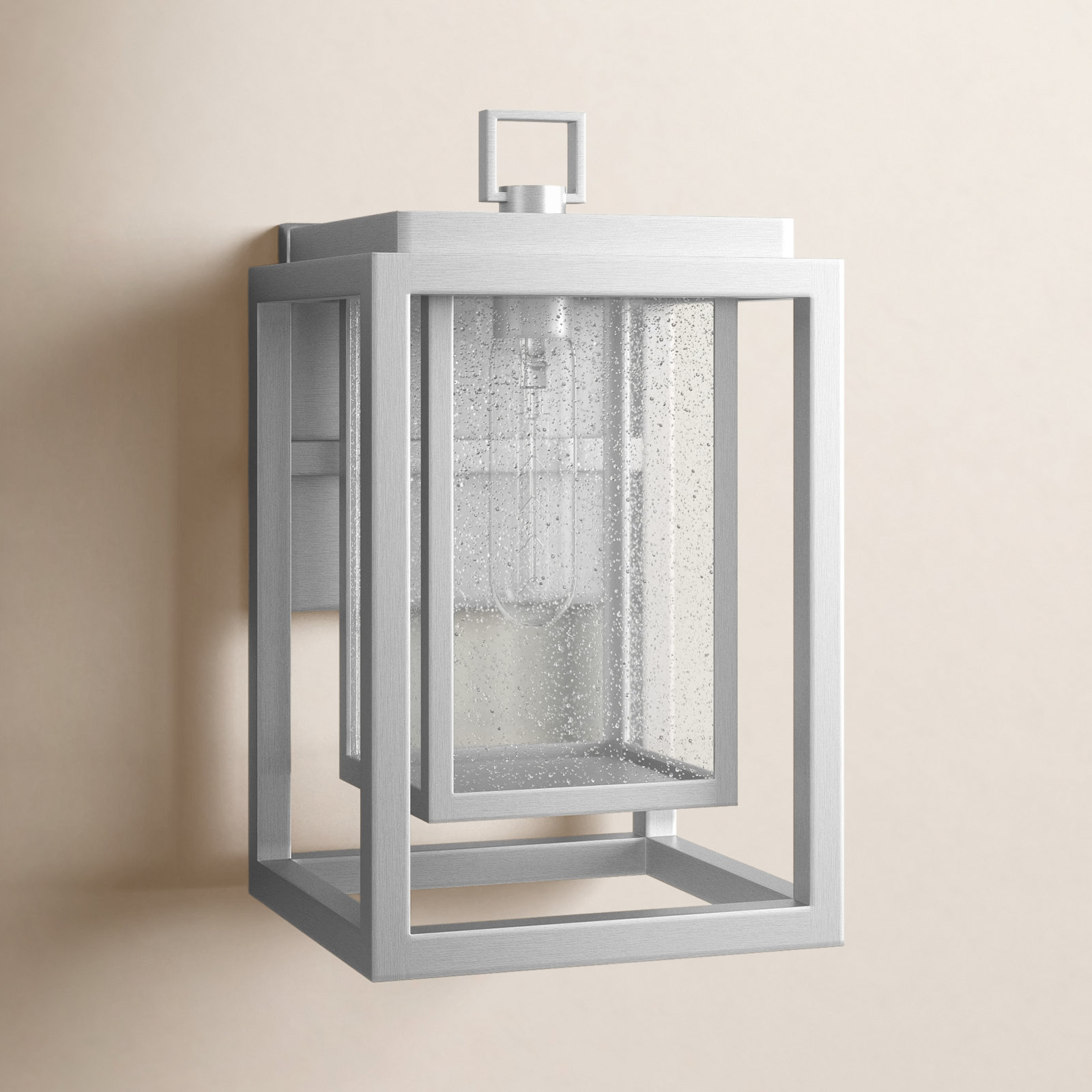 Gannett Outdoor Wall Lantern, Satin Nickel, 12" H x 7" W x 7" D