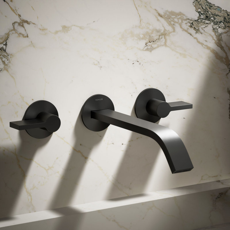 Components Wall-Mount Bathroom Sink Faucet Trim, Matte Black