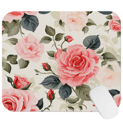 Floral Rose Flowers Petals I Gaming Cute Office Laptop Desk Pad Gift Mat Square Rectangle Non-Slip Mousepad