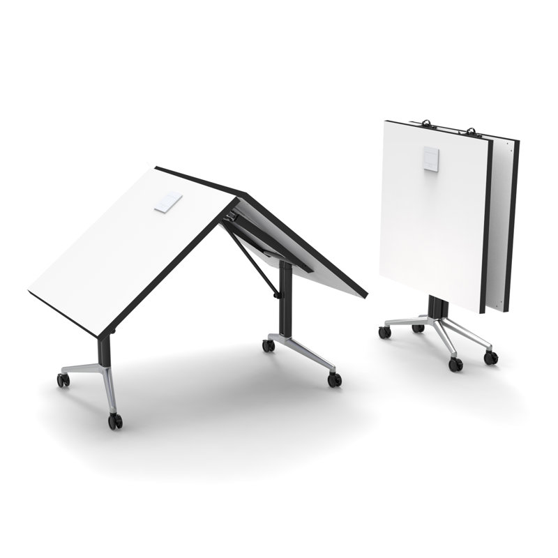 Rectangle 10 Person Flip Top 72'' L Modular Training Table and Chair Set with Casters and Modesty Panel and Cable Management
