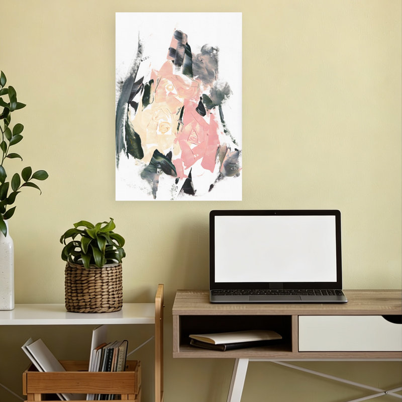Abstrait, rosé, abstrait, contemporain, fleur rose moderne, art mural, 18" H x 12" W