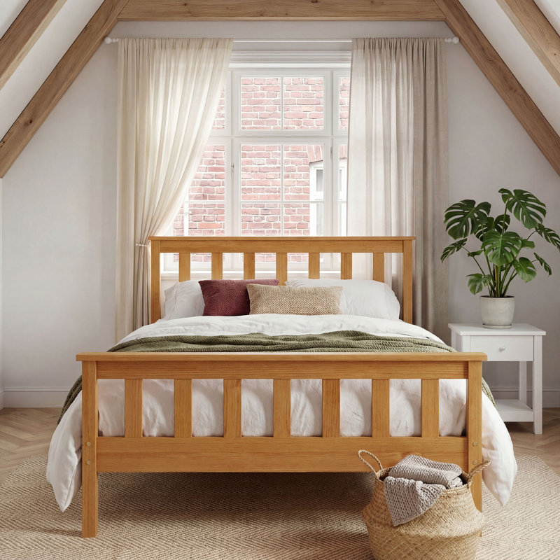 Clerise Twin Bed Frame with Headboard & Footboard,13 Wood Slats Support Wooden Platform, No Box Spring Needed, Easy Assembly, Farmhouse Style for Single Kids Room (38x75)