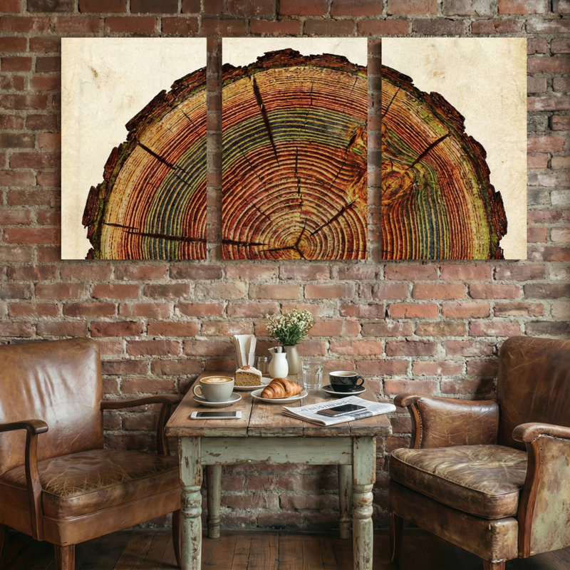 «Plants & Flowers Tree Ring», ensemble de 3 impressions sur toile, H 18 po x l 36 po