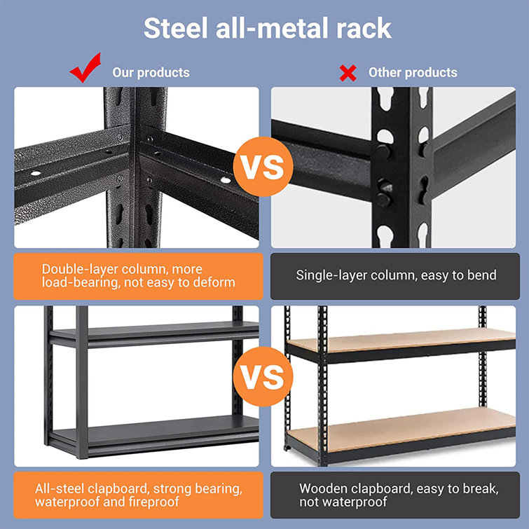 5 Tier Black Epoxy Steel Wire Shelving Unit and Storage Racks, Metal Shelves for Garage Metal Storage Shelving, Kitchen Rack 21.25 inch x 11.42 inch x S10122
