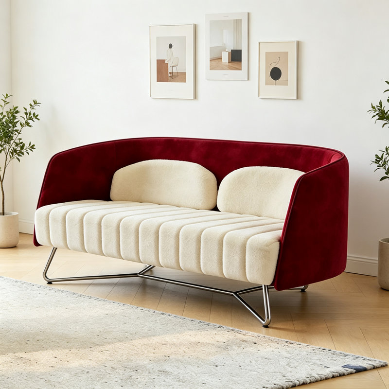Canapé rouge moderne, simple et luxueux, L 55,12 po