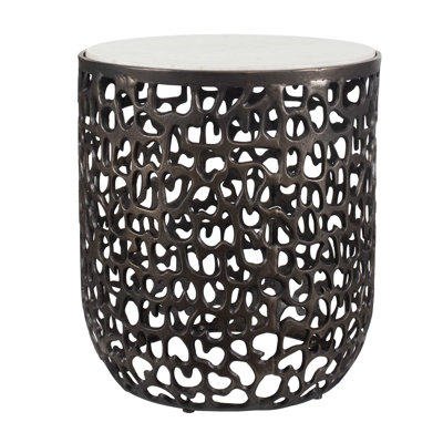  Table d'appoint d'extérieur en marbre blanc Sabena