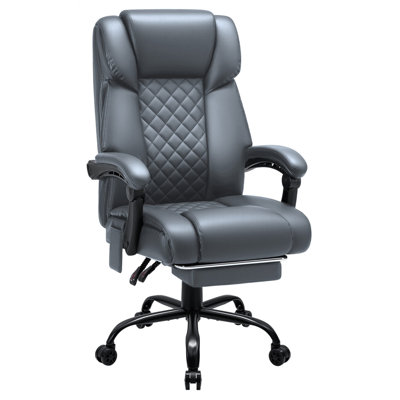 Faux Leather Heated Massage Executive Office Chair Ergonomic Office Chair With Footrest by Latitude Run