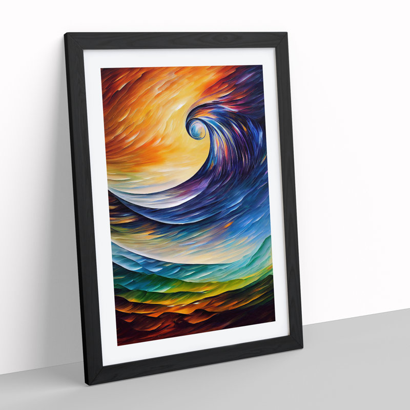 Ocean Wave Abstract No.4 - Single Picture Frame Print, Black, 64cm H x 46cm W x 2cm D
