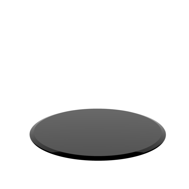 24-Inch Round Tempered Glass Table Top In Black, 1/2-Inch Thick Beveled Edge, Impact And Wear , Ideal For Dining Patio Tables Black Top, Heat Smooth Cleaning, Hotel Office