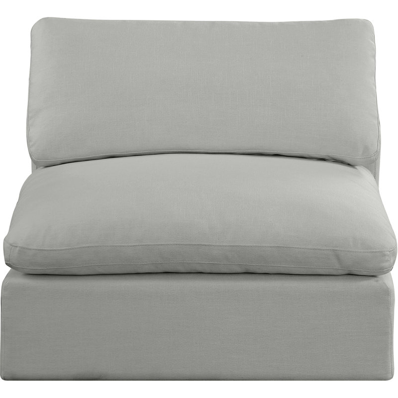 Chaise sans accoudoirs en tissu texturé Hrissonka, Tissu gris texturé en lin