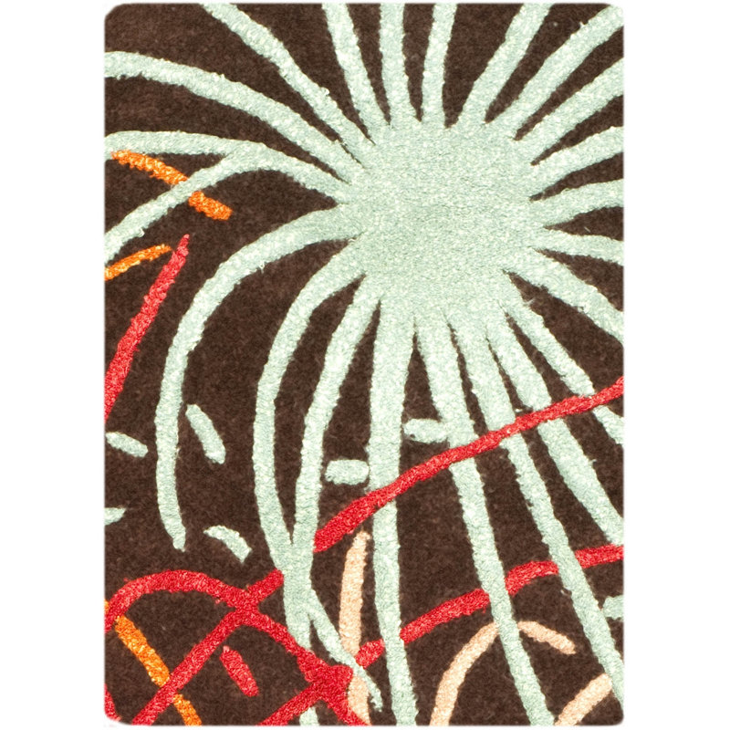 Candelo Soho Hand Tufted Wool/Viscose Abstract Rug in Red/Brown, Rectangle 2' x 3'