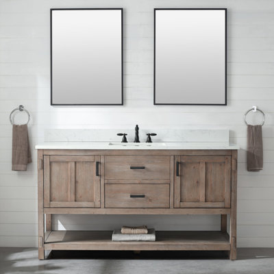 Lamay 60" Freestanding Single Bathroom Vanity with Engineered Stone Top