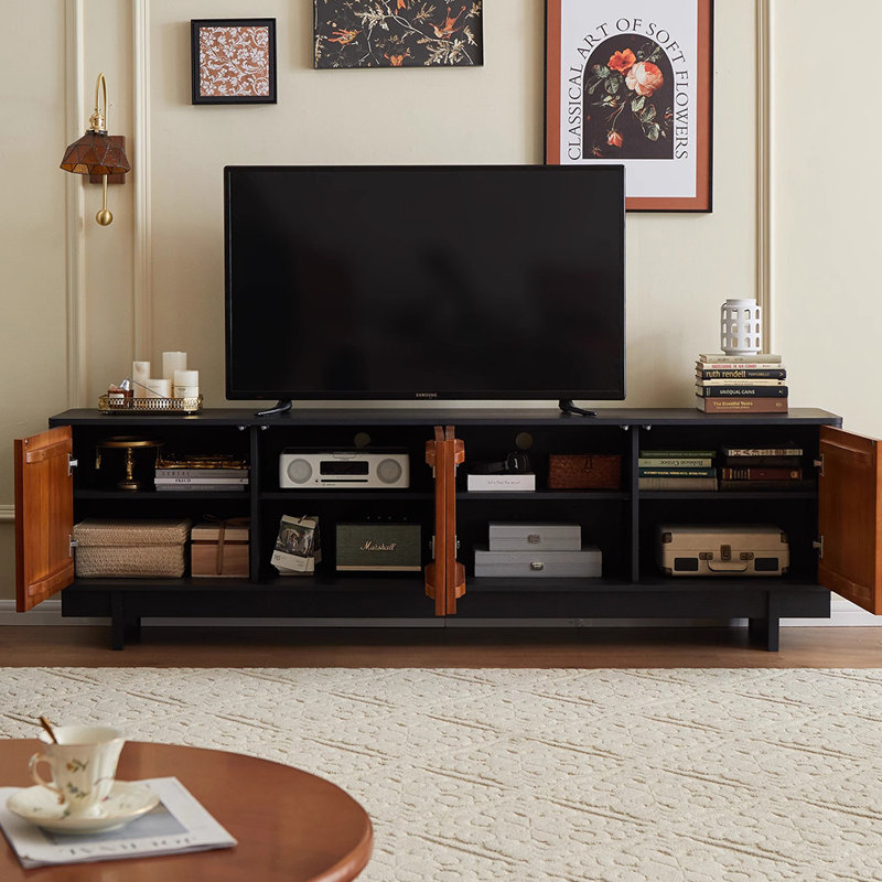 Meuble télé style français avec rangement rétro, 86.61"