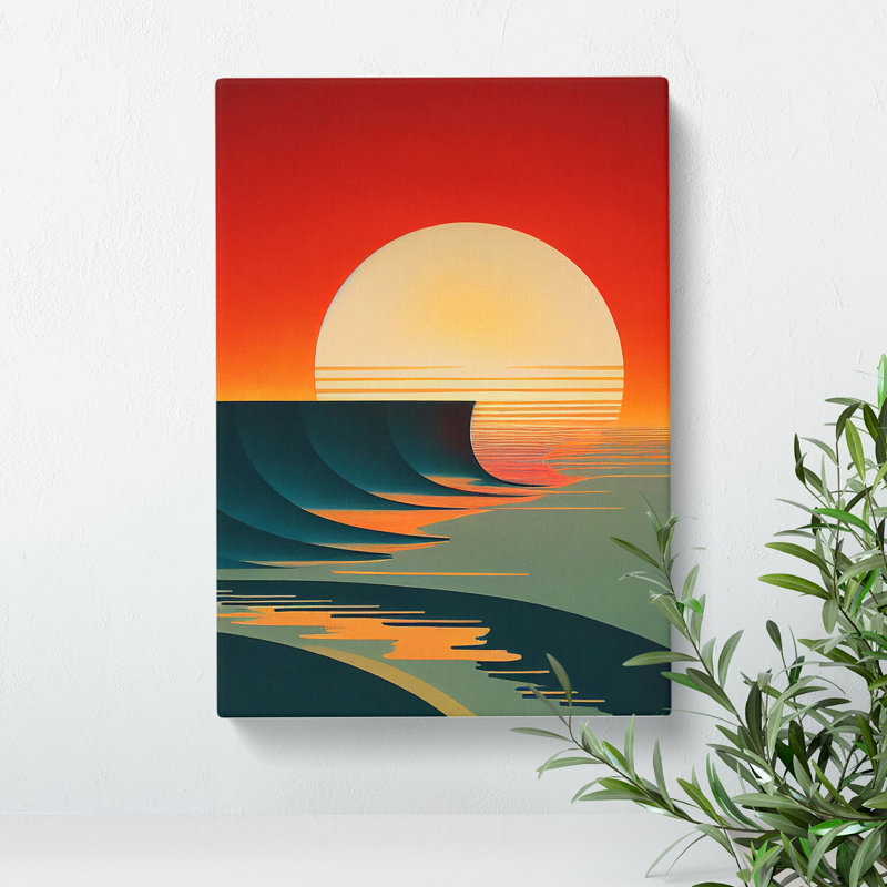Art Deco Ocean Sunset No.2, 50cm H x 35cm W x 3cm D