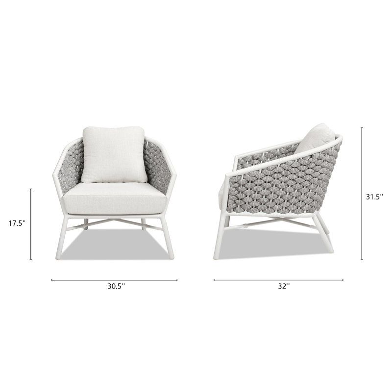 Rowan Optic White Acrylic Cushioned Patio Arm Chair Set
