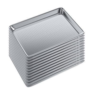 Pack Of 12 | Size 13 in. x 18 in. Half Size Perforated Aluminum Bun / Sheet Pan | Ideal For Baking, Roasting, Cooling, Prepping, Or Storing – A Must-have In Restaurants, Bakeries, And Busy Kitchens.