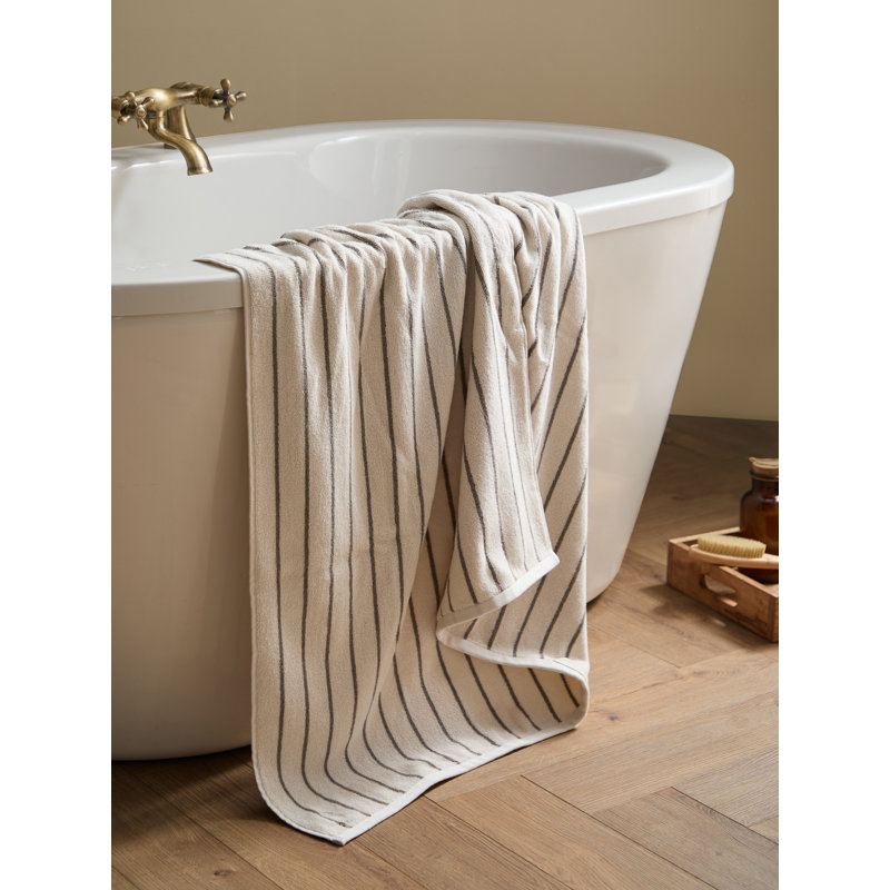 Hebden Narrow Stripe 100% Cotton Bath Sheet, Brown/Cream
