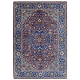Hand Knotted Wool Area Rug in Purple And Blue