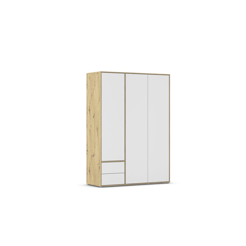 Hinged door wardrobe NABILA with push-to-open function MADE IN GERMANY, Alpine White/Artisan Oak, 194cm H x 187cm W x 53cm D