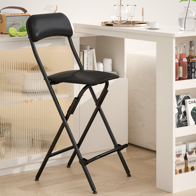 38'' Vinyl-padded Folding Bar Stool  With Footrest