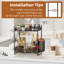 Organisateur de bar à café avec porte-gobelet, organisateur de station de café en métal pour comptoir, porte-gobelet à 2 niveaux avec panier pour cuisine, noir