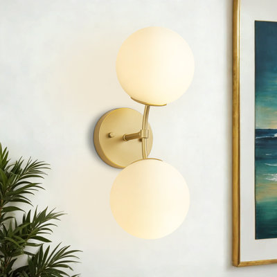 2-Light Modern Glass Globe Wall Sconce