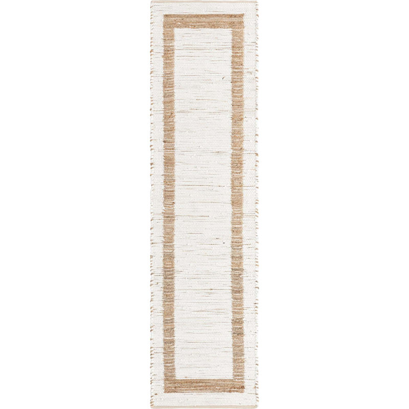 Tapis beige / brun en jute / coton tissé à plat Baldwyn, Tapis de couloir 2 pi 7 po x 10 pi