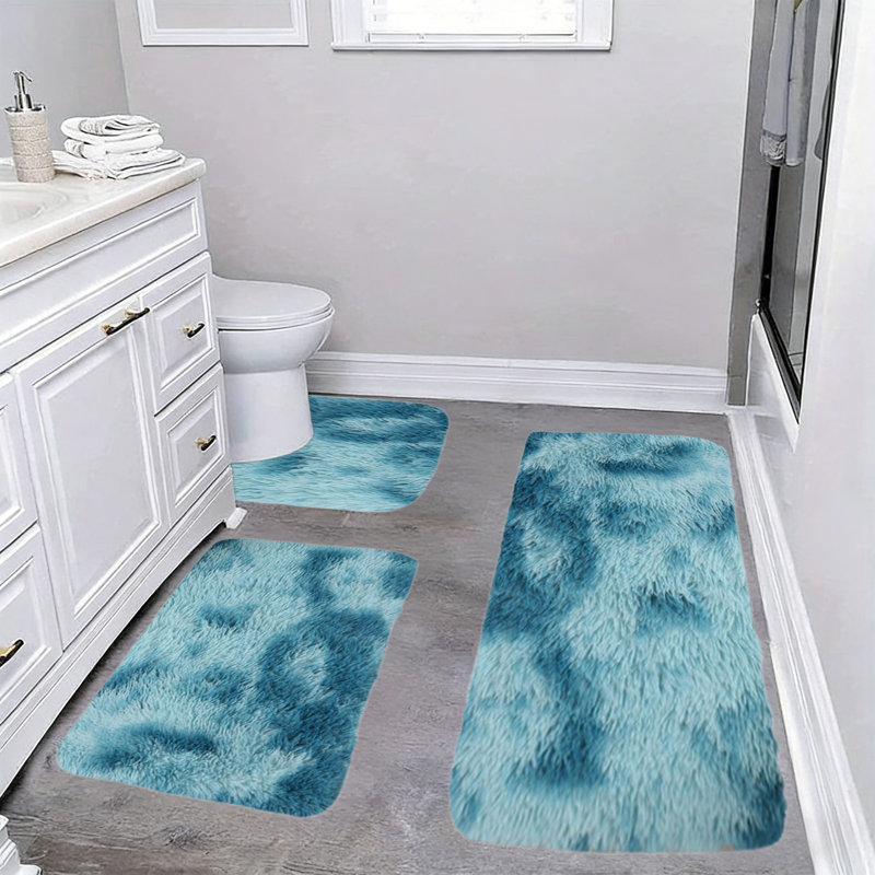 Ensemble de 3 tapis de salle de bain d'hiver de grande taille pour 3 pièces de tapis de bain de couleurs mélangées à absorption d'eau douce et antidérapante