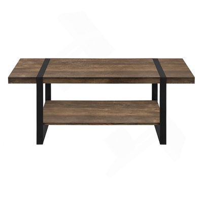 Coffee Table, Accent, Cocktail, Rectangular, Living Room, 48"L, Brown Laminate, Black Metal