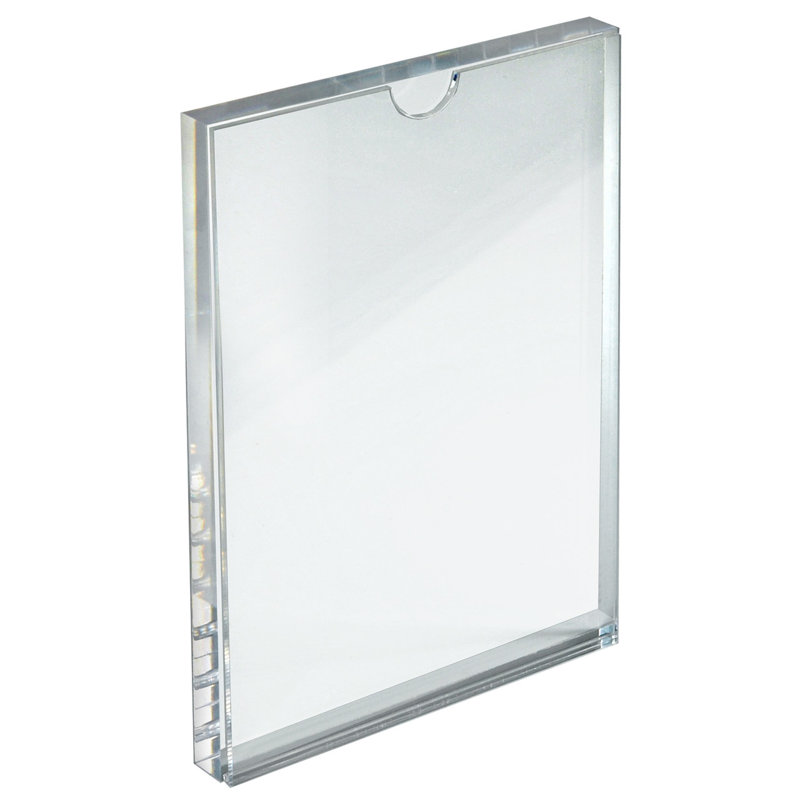 Clear Acrylic Block Sign Holder Frame 5” x 7”, Top Load, 2-Pack