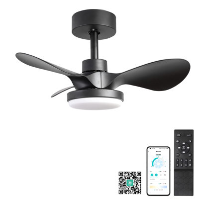 Petit ventilateur de plafond 24 po avec télécommande légère, ventilateur de plafond moderne à profil bas, moteur CC réversible silencieux à 6 vitesses pour la chambre à coucher, cuisine