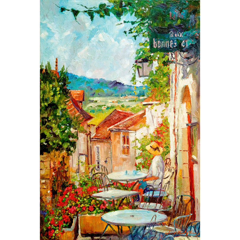 «Provence Café Morning», reproduction d'art sur toile tendue, H 18 po x l 12 po x P 1,5 po