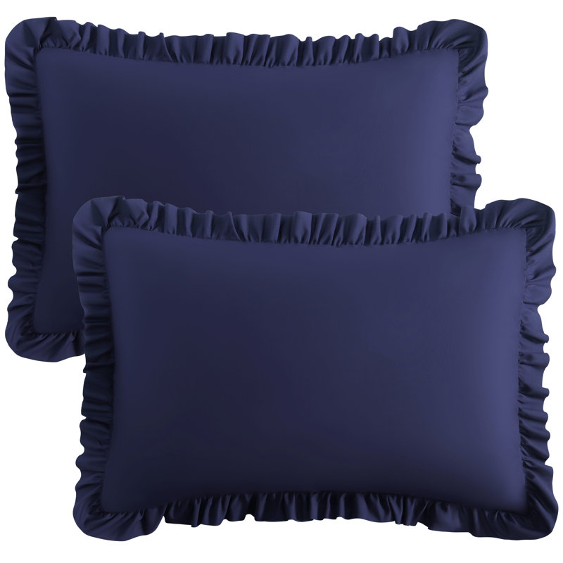 Taies décoratives à volants en microfibre brossée, taies décoratives à fermeture d'enveloppe, paquet de 2, King (20" x 36")