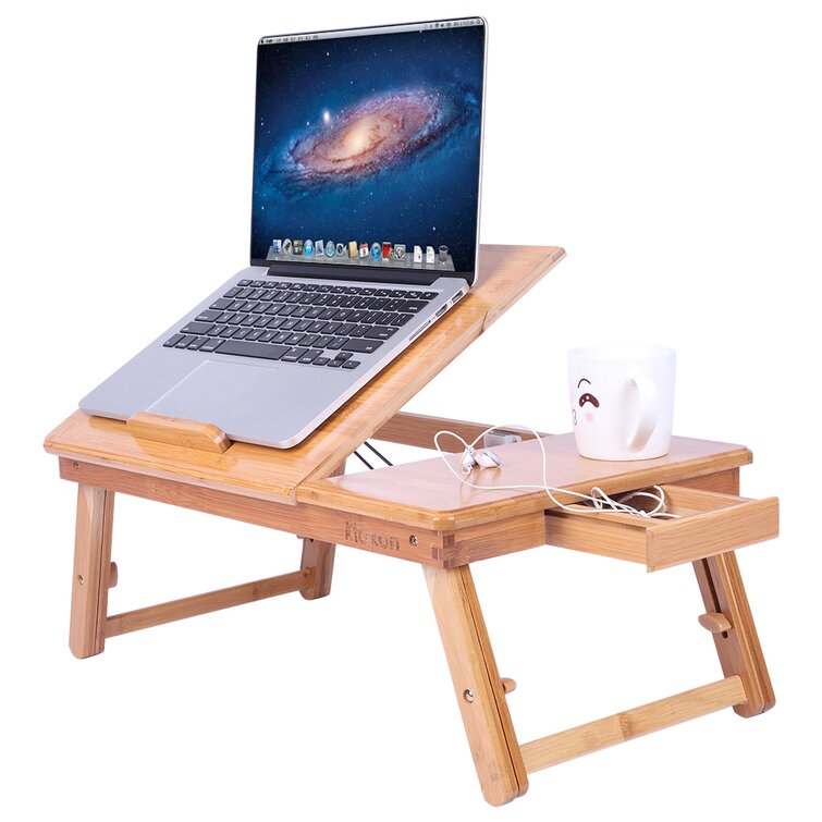 Ktaxon Portable Laptop Desk Folding Foldable Lap Tray Bed Adjustable Table  Stand Bamboo 