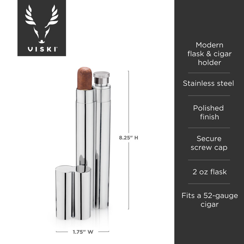 Harrison Stainless Steel Cigar Holder and Flask