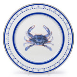 Blue Crab Enamelware Animal Print Charger
