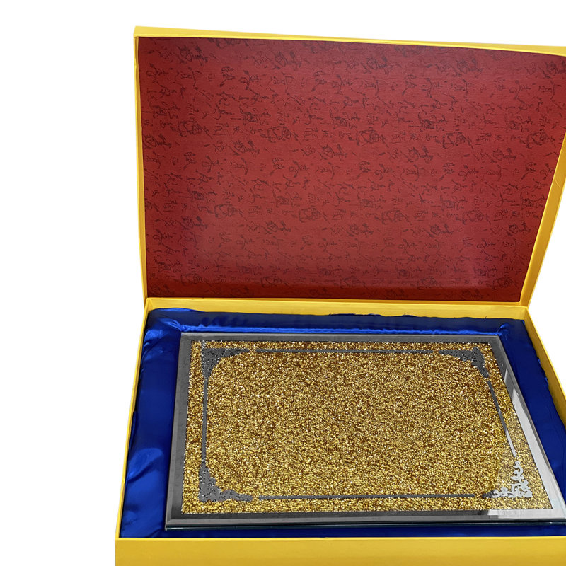 NUBE Rugs Glass Tray, Gold