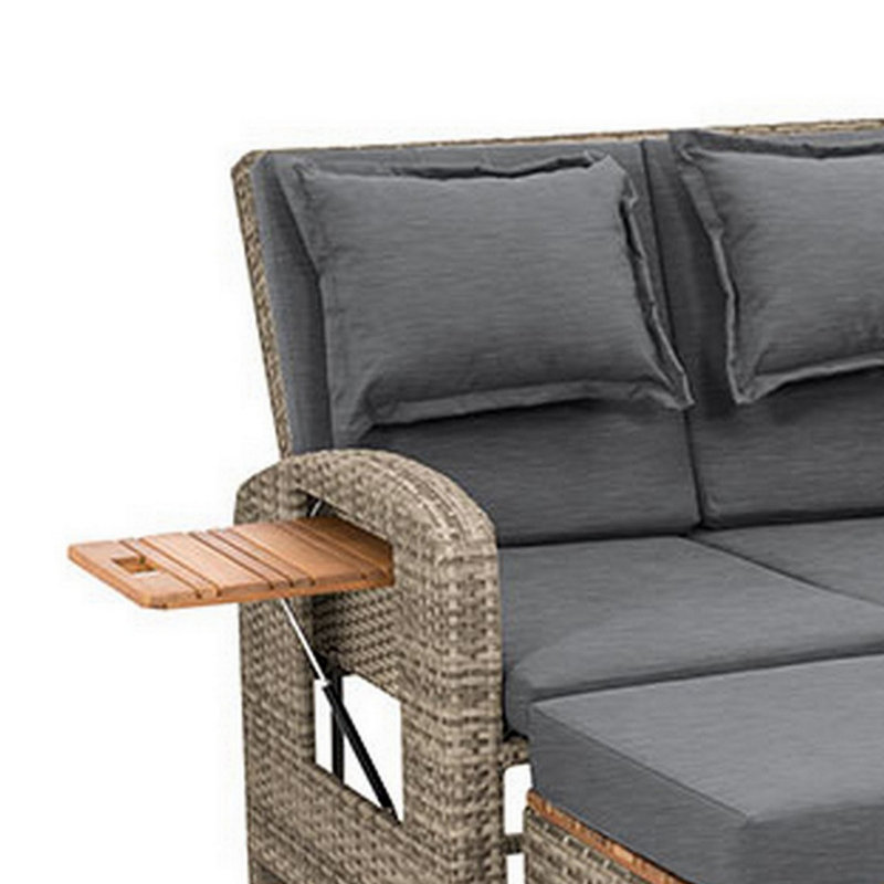 Arba Outdoor Wicker Chaise Lounge with Table , Cushion Included