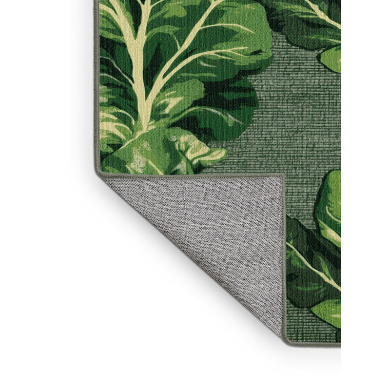 Washable Collard Greens Vegetables Area Rug, Round 4'