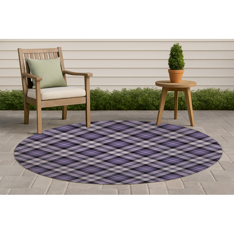 Tapis d'extérieur antidérapant à carreaux Anthony, Rond 5 pi