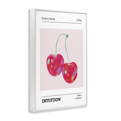 Intuition Phrase Cherries Framed Giclee, design by LSR Design Studio