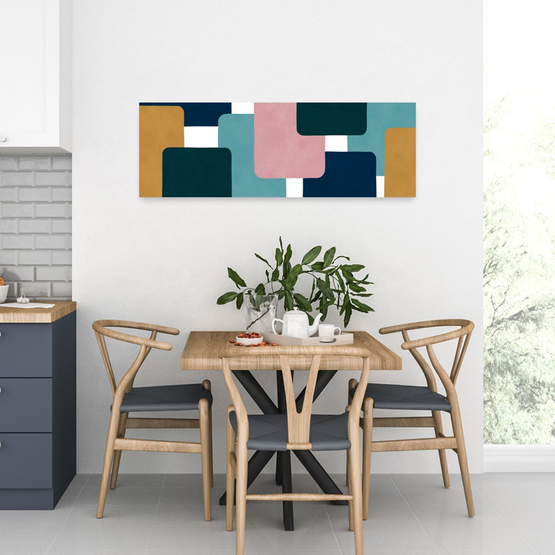 Art mural géométrique contemporain abstrait abstrait, H 12 po x l 36 po