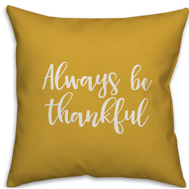  Oreiller Always Be Thankful, Moutarde, Coussin décoratif