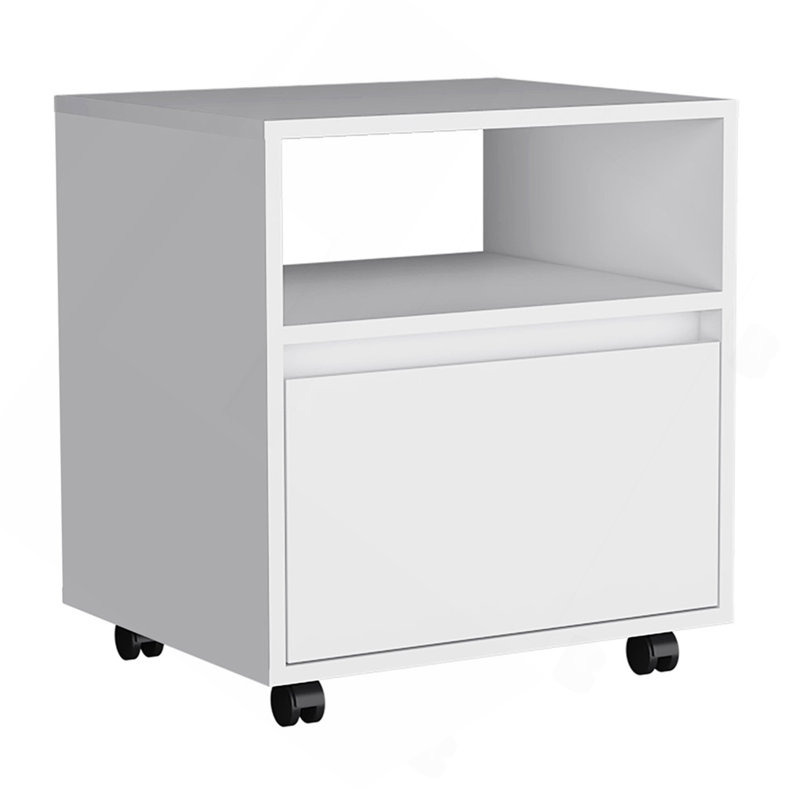 Nightstand Munyochi, One Drawer, White Finish, White